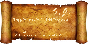 Igyártó Jávorka névjegykártya